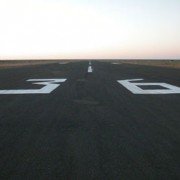 Runway 36 lights at dusk